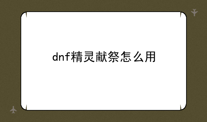 dnf精灵献祭怎么用