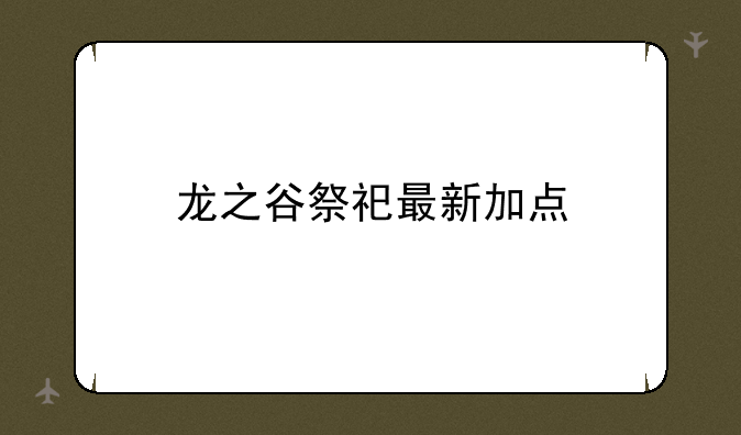 龙之谷祭祀最新加点