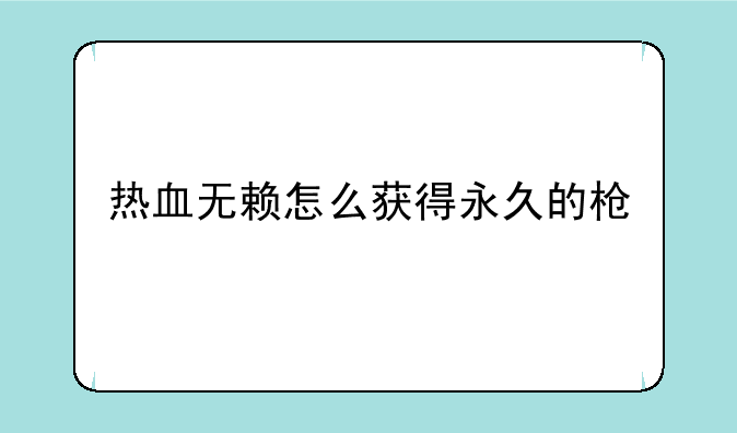 热血无赖怎么获得永久的枪