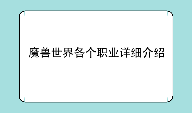 魔兽世界各个职业详细介绍