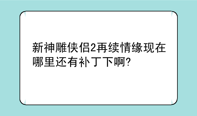 新神雕侠侣2再续情缘现在哪里还有补丁下啊?