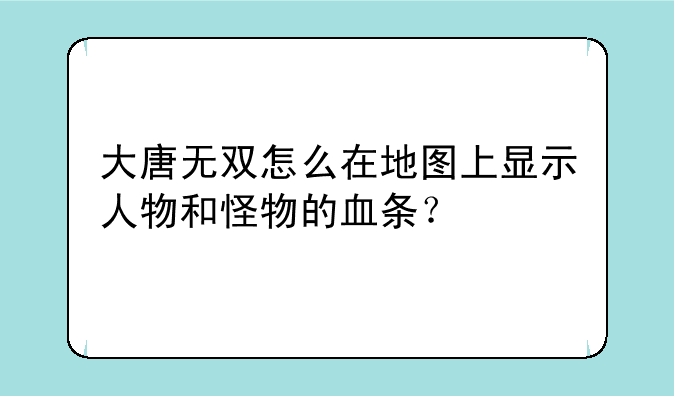 大唐无双怎么在地图上显示人物和怪物的血条？
