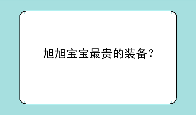 旭旭宝宝最贵的装备？