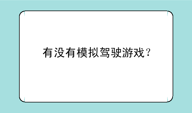 有没有模拟驾驶游戏？