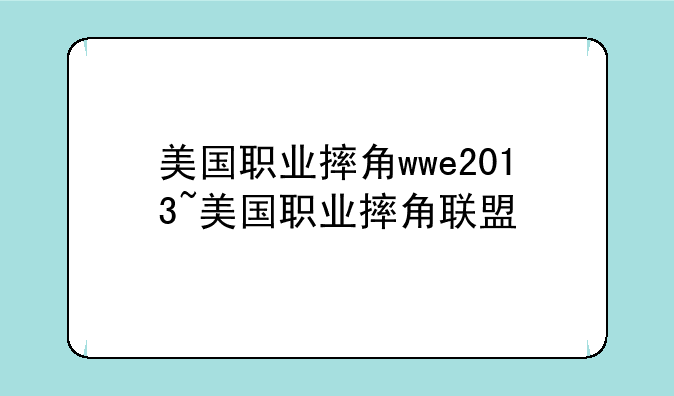 美国职业摔角wwe2013~美国职业摔角联盟