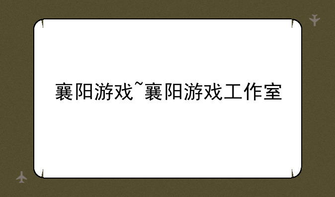 襄阳游戏~襄阳游戏工作室