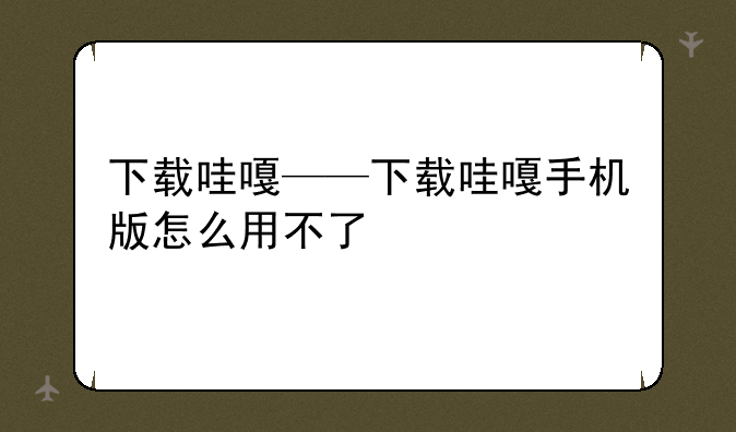 下载哇嘎——下载哇嘎手机版怎么用不了