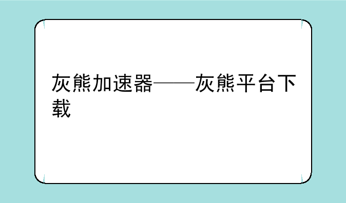 灰熊加速器——灰熊平台下载